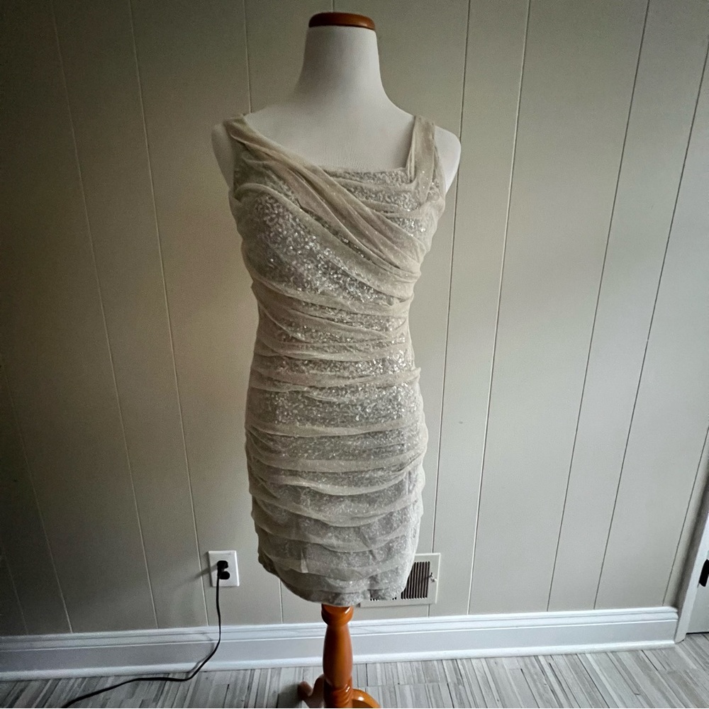 Express Silver Sequin Mesh Mini Dress – Size 6 - Picture 12 of 16
